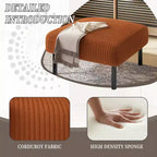 TUYOHW Petit Pouf sur Pieds, Repose-Pieds en Velours Côtelé de 56 cm, Capacité de 200 kg, Tabouret Rembourré Carré pour Salon, Chambre, Entrée