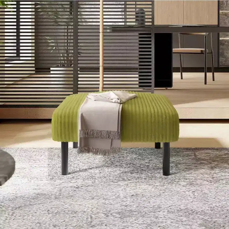 TUYOHW Petit Pouf sur Pieds, Repose-Pieds en Velours Côtelé de 56 cm, Capacité de 200 kg, Tabouret Rembourré Carré pour Salon, Chambre, Entrée