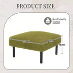 TUYOHW Petit Pouf sur Pieds, Repose-Pieds en Velours Côtelé de 56 cm, Capacité de 200 kg, Tabouret Rembourré Carré pour Salon, Chambre, Entrée