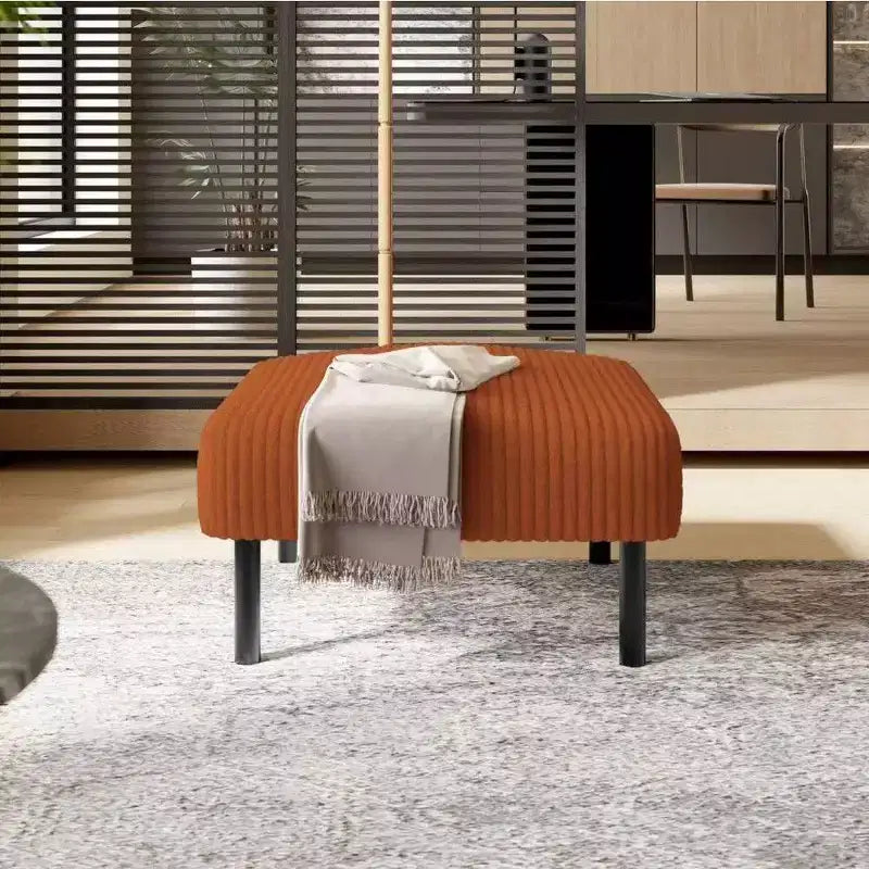 TUYOHW Petit Pouf sur Pieds, Repose-Pieds en Velours Côtelé de 56 cm, Capacité de 200 kg, Tabouret Rembourré Carré pour Salon, Chambre, Entrée