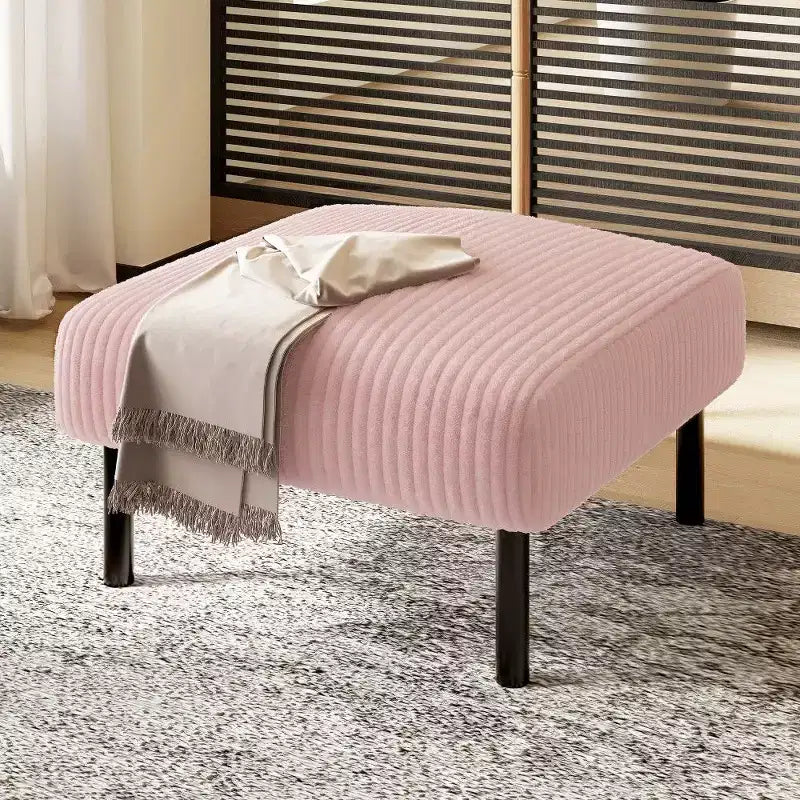 TUYOHW Petit Pouf sur Pieds, Repose-Pieds en Velours Côtelé de 56 cm, Capacité de 200 kg, Tabouret Rembourré Carré pour Salon, Chambre, Entrée
