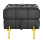 TUYOHW 22 Pouf de rangement en cuir anti-rayures, banc de bout de lit adapté aux animaux de compagnie avec pieds en métal doré, pouf pour salon, chambre, entrée