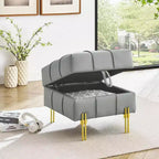 TUYOHW 22 Pouf de rangement en cuir anti-rayures, banc de bout de lit adapté aux animaux de compagnie avec pieds en métal doré, pouf pour salon, chambre, entrée