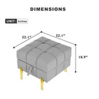 TUYOHW 22 Pouf de rangement en cuir anti-rayures, banc de bout de lit adapté aux animaux de compagnie avec pieds en métal doré, pouf pour salon, chambre, entrée