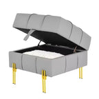 TUYOHW 22 Pouf de rangement en cuir anti-rayures, banc de bout de lit adapté aux animaux de compagnie avec pieds en métal doré, pouf pour salon, chambre, entrée