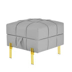 TUYOHW 22 Pouf de rangement en cuir anti-rayures, banc de bout de lit adapté aux animaux de compagnie avec pieds en métal doré, pouf pour salon, chambre, entrée