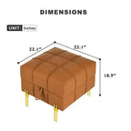 TUYOHW 22 Pouf de rangement en cuir anti-rayures, banc de bout de lit adapté aux animaux de compagnie avec pieds en métal doré, pouf pour salon, chambre, entrée