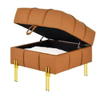 TUYOHW 22 Pouf de rangement en cuir anti-rayures, banc de bout de lit adapté aux animaux de compagnie avec pieds en métal doré, pouf pour salon, chambre, entrée