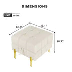 TUYOHW 22 Pouf de rangement en cuir anti-rayures, banc de bout de lit adapté aux animaux de compagnie avec pieds en métal doré, pouf pour salon, chambre, entrée