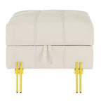 TUYOHW 22 Pouf de rangement en cuir anti-rayures, banc de bout de lit adapté aux animaux de compagnie avec pieds en métal doré, pouf pour salon, chambre, entrée