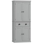 HOMCOM Armoire de cuisine traditionnelle sur pied de 184 cm avec 2 armoires, tiroir et étagères réglables, gris