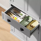 HOMCOM Armoire de cuisine traditionnelle sur pied de 184 cm avec 2 armoires, tiroir et étagères réglables, gris