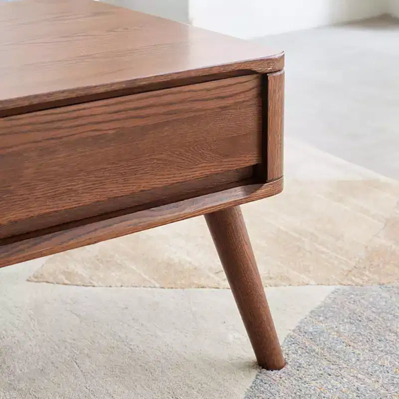 GDFStudio Michael Bureau en bois massif, table basse relevable avec deux tiroirs et compartiment caché