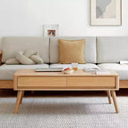 GDFStudio Michael Bureau en bois massif, table basse relevable avec deux tiroirs et compartiment caché