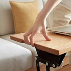 GDFStudio Michael Bureau en bois massif, table basse relevable avec deux tiroirs et compartiment caché
