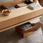 GDFStudio Michael Bureau en bois massif, table basse relevable avec deux tiroirs et compartiment caché