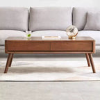 GDFStudio Michael Bureau en bois massif, table basse relevable avec deux tiroirs et compartiment caché