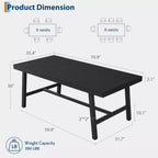 Table à manger pour 6-8 personnes, table de cuisine rectangulaire de 200 cm, tables de cuisine industrielles en bois de style rustique avec cadre métallique robuste, pour bureau et maison