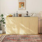 Buffet-Bahut Grande Taille 168 cm, Armoire de Rangement Cuisine Moderne à Cannelures, Meuble Console Bar à Café avec Étagères Réglables pour Salon