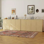 Buffet-Bahut Grande Taille 168 cm, Armoire de Rangement Cuisine Moderne à Cannelures, Meuble Console Bar à Café avec Étagères Réglables pour Salon