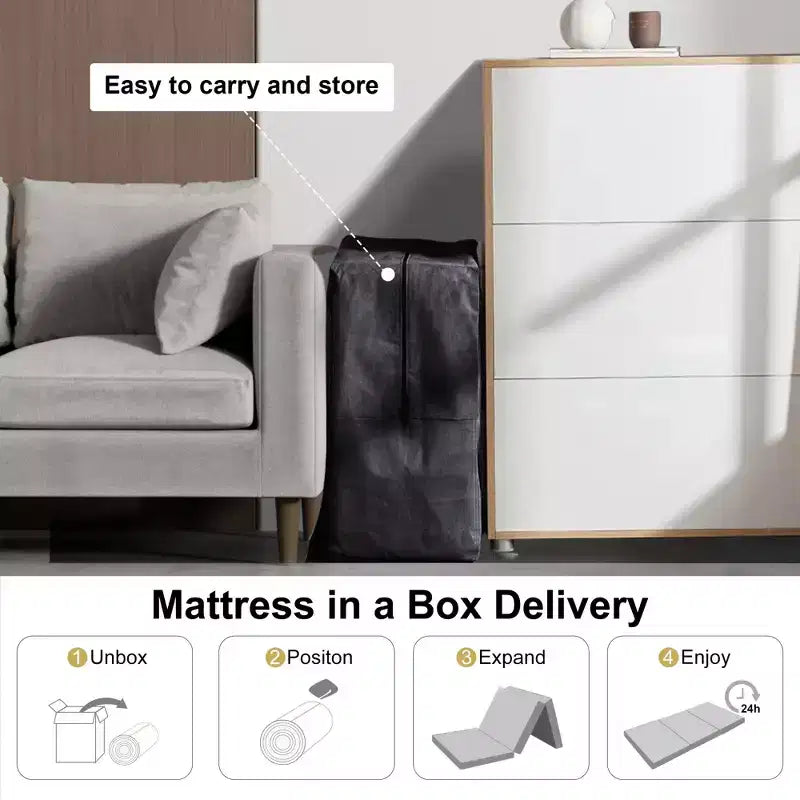 Matelas Dyonery 6 pliant en mousse à mémoire de forme avec housse lavable et sac de rangement, matelas de sol pliable pour lit d'appoint/dortoir/camping/lit escamotable