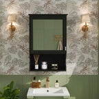 MAYEERTY 20 Wall Mounted Bathroom Storage with Mirror DoorMirrored Wall Medicine Cabinet for Bathroom Black
