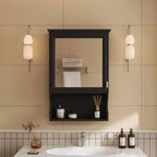 MAYEERTY Armoire de Toilette Murale 20 po avec Porte Miroir, Meuble Haut de Salle de Bain Mural avec Miroir Noir