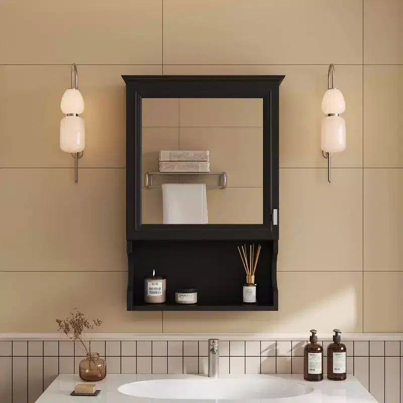 MAYEERTY Armoire de Toilette Murale 20 po avec Porte Miroir, Meuble Haut de Salle de Bain Mural avec Miroir Noir