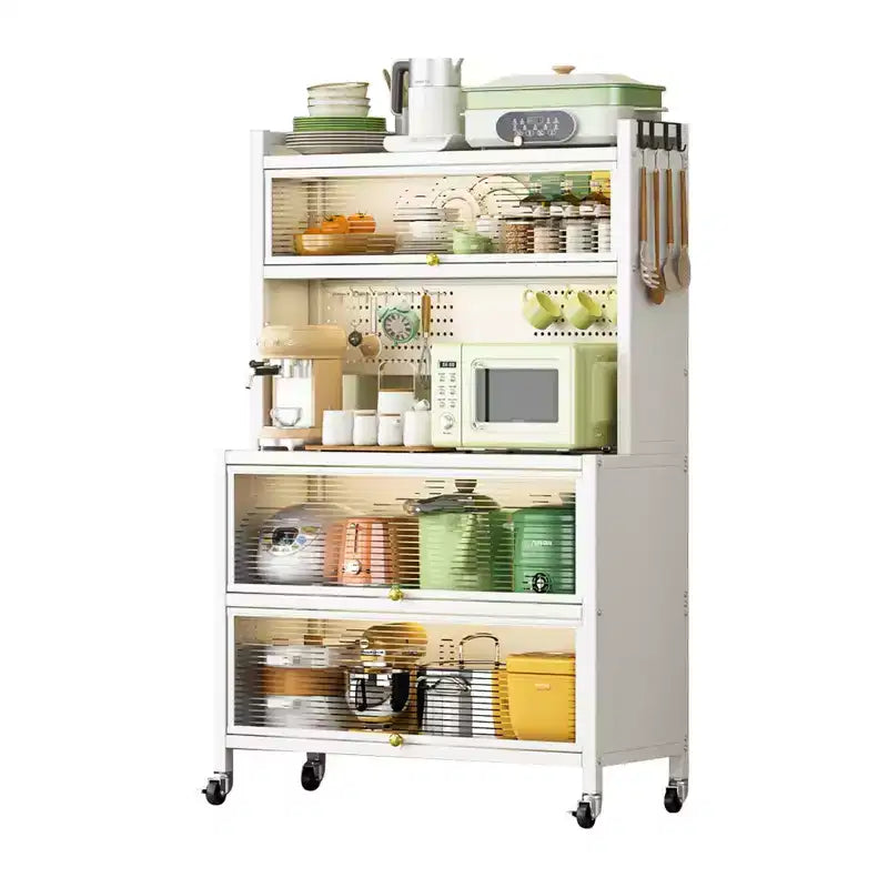 Étagères de rangement mobiles en métal MAYEERTY avec portes, capacité de charge de 250 kg, rangement vertical et déplacement fluide