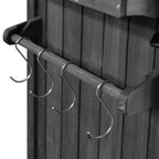 Îlot de cuisine extérieure Whisen 78.3, chariot de barbecue en bois, chariot de bar extérieur, table de barbecue pliable avec plateau en acier inoxydable