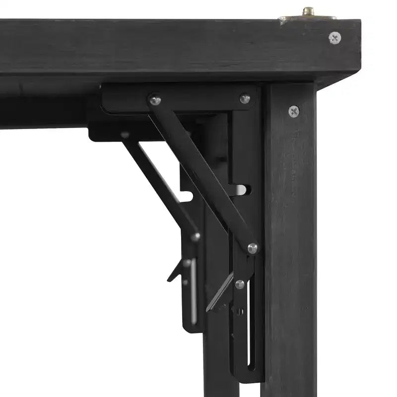 Îlot de cuisine extérieure Whisen 78.3, chariot de barbecue en bois, chariot de bar extérieur, table de barbecue pliable avec plateau en acier inoxydable
