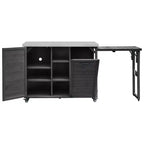 Îlot de cuisine extérieure Whisen 78.3, chariot de barbecue en bois, chariot de bar extérieur, table de barbecue pliable avec plateau en acier inoxydable