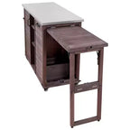 Îlot de cuisine extérieure Whisen 78.3, chariot de barbecue en bois, chariot de bar extérieur, table de barbecue pliable avec plateau en acier inoxydable