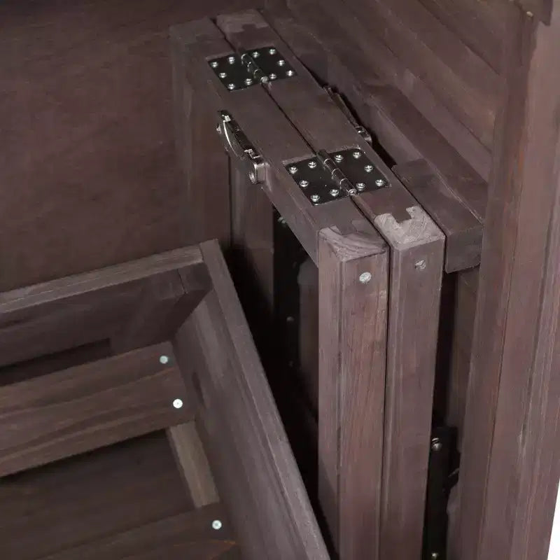 Îlot de cuisine extérieure Whisen 78.3, chariot de barbecue en bois, chariot de bar extérieur, table de barbecue pliable avec plateau en acier inoxydable