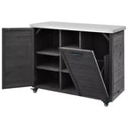 Îlot de cuisine extérieure Whisen 78.3, chariot de barbecue en bois, chariot de bar extérieur, table de barbecue pliable avec plateau en acier inoxydable