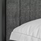 Lit de rangement relevable VECELO double/grand format rembourré, cadre de lit plateforme en métal avec tête de lit éclairée, ports USB et étagères, marron/gris