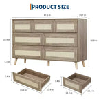 Commode en rotin pour chambre à coucher avec 7 tiroirs, chiffonnier de 120 cm de large