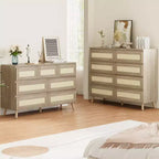 Commode en rotin pour chambre à coucher avec 7 tiroirs, chiffonnier de 120 cm de large
