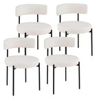 Costway Round Dining Chairs Set of 4 w/ Curved Backrest Filled Sponge Metal Legs