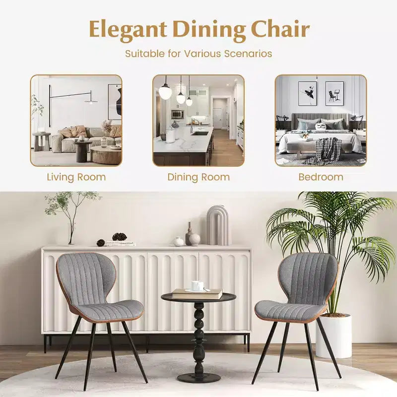 Costway Lot de 4 chaises de salle à manger sans accoudoirs avec dossier incurvé, assise en forme de U et patins antidérapants