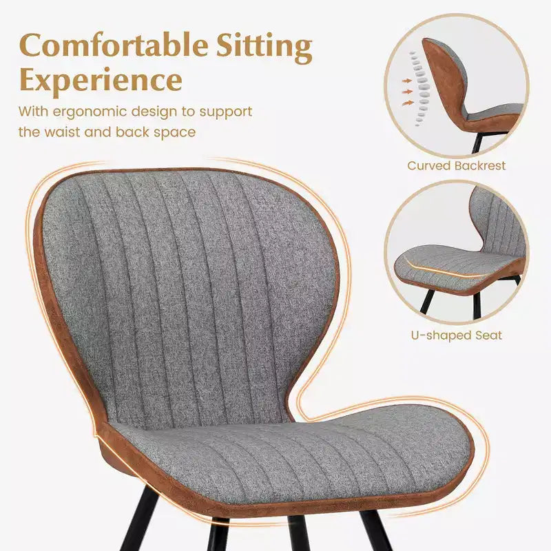 Costway Lot de 4 chaises de salle à manger sans accoudoirs avec dossier incurvé, assise en forme de U et patins antidérapants