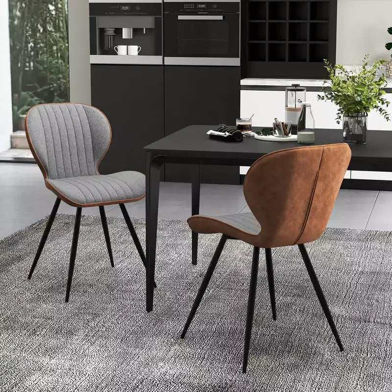 Costway Lot de 4 chaises de salle à manger sans accoudoirs avec dossier incurvé, assise en forme de U et patins antidérapants