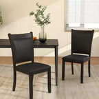 Lot de 2 chaises de salle à manger Costway en similicuir avec assise rembourrée et pieds en bois d'hévéa