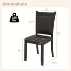 Lot de 2 chaises de salle à manger Costway en similicuir avec assise rembourrée et pieds en bois d'hévéa