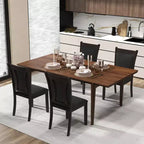 Lot de 2 chaises de salle à manger Costway en similicuir avec assise rembourrée et pieds en bois d'hévéa