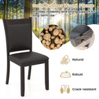 Lot de 2 chaises de salle à manger Costway en similicuir avec assise rembourrée et pieds en bois d'hévéa