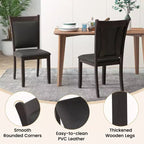 Lot de 2 chaises de salle à manger Costway en similicuir avec assise rembourrée et pieds en bois d'hévéa