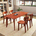Costway Lot de 4 Chaises de Salle à Manger en Bois Massif avec Dossier Courbé et Cadre en Bois d'Hévéa