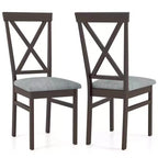 Costway Lot de 4 chaises de salle à manger modernes avec cadre en bois d'hévéa et dossier ajouré pour cuisine