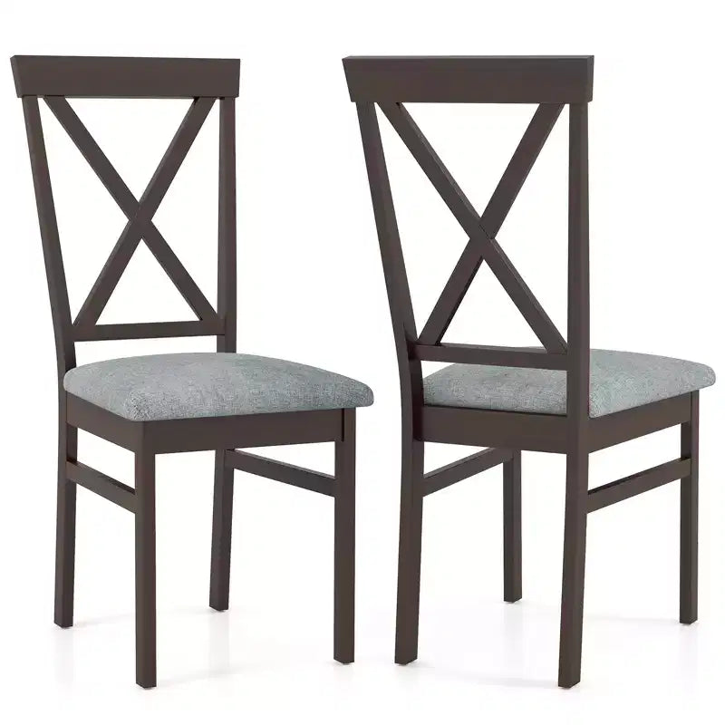 Costway Lot de 4 chaises de salle à manger modernes avec cadre en bois d'hévéa et dossier ajouré pour cuisine